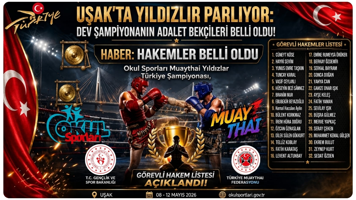 UŞAK’TA YILDIZLAR PARLIYOR: DEV ŞAMPİYONANIN ADALET BEKÇİLERİ BELLİ OLDU!