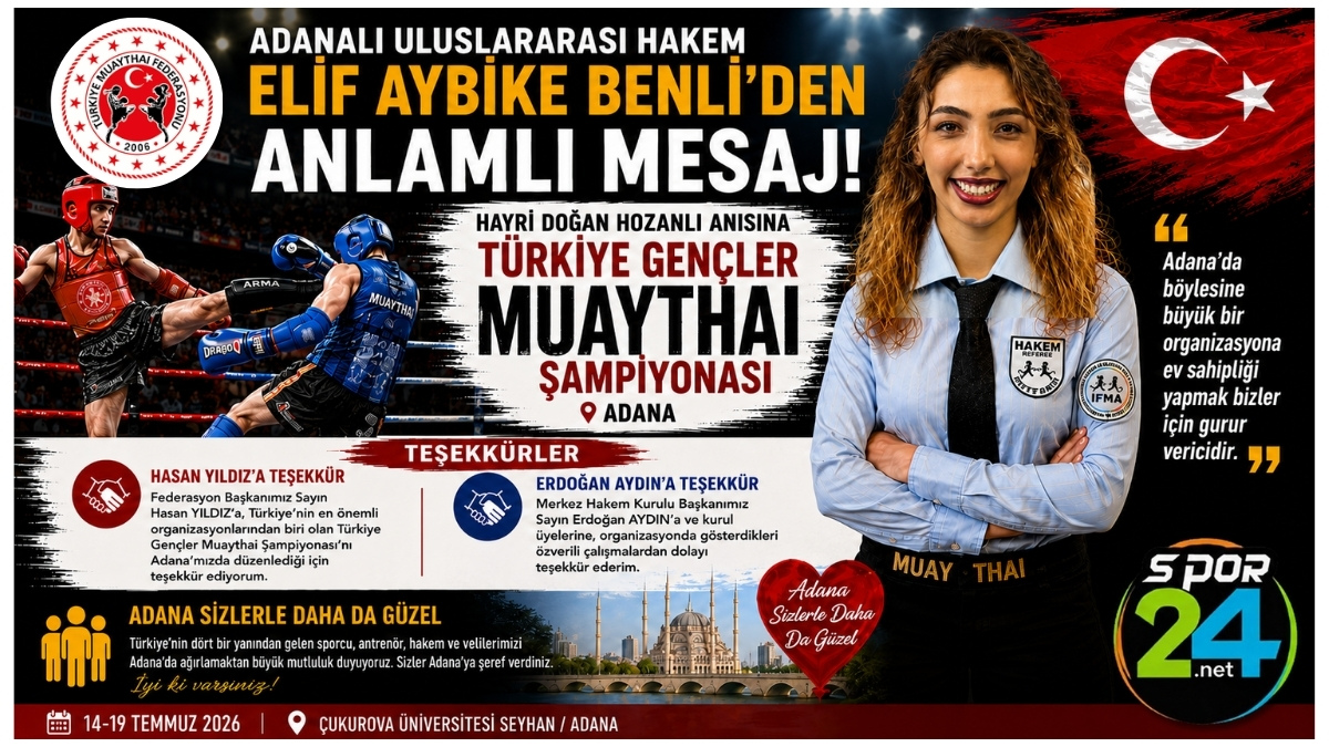 Adanalı Uluslararası Hakem Elif Aybike Benli'den Türkiye Gençler Muaythai Şampiyonası'na Anlamlı Mesaj: "Bu Organizasyon Adana'ya Çok Yakıştı"