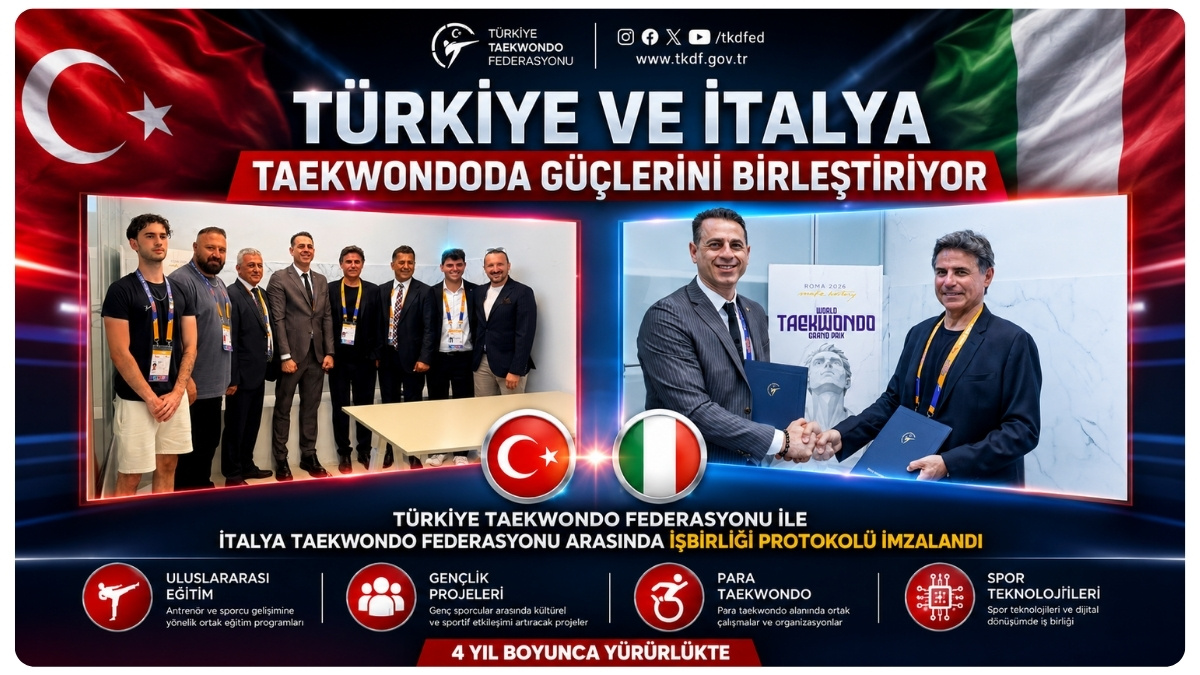 Türkiye Taekwondo Federasyonu ile İtalya Taekwondo Federasyonu Arasında İşbirliği Protokolü İmzalandı