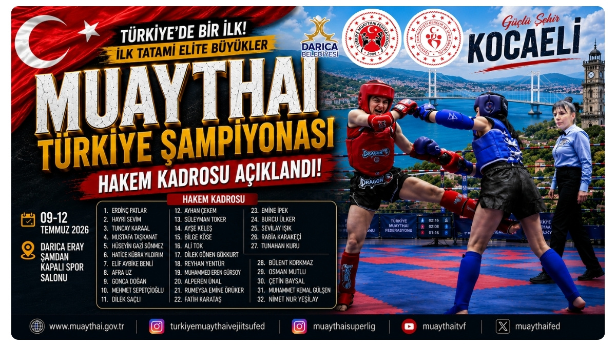 Türkiye'de Bir İlk! İlk Tatami Elite Büyükler Muaythai Türkiye Şampiyonasının Hakem Kadrosu Açıklandı