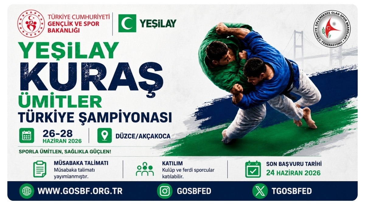26-28 Haziran 2026 Yeşilay Kuraş Ümitler Türkiye Şampiyonası Düzce'de Düzenlenecek
